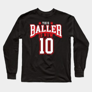 10th Birthday Basketball Lover 10 Years Old Bday Long Sleeve T-Shirt